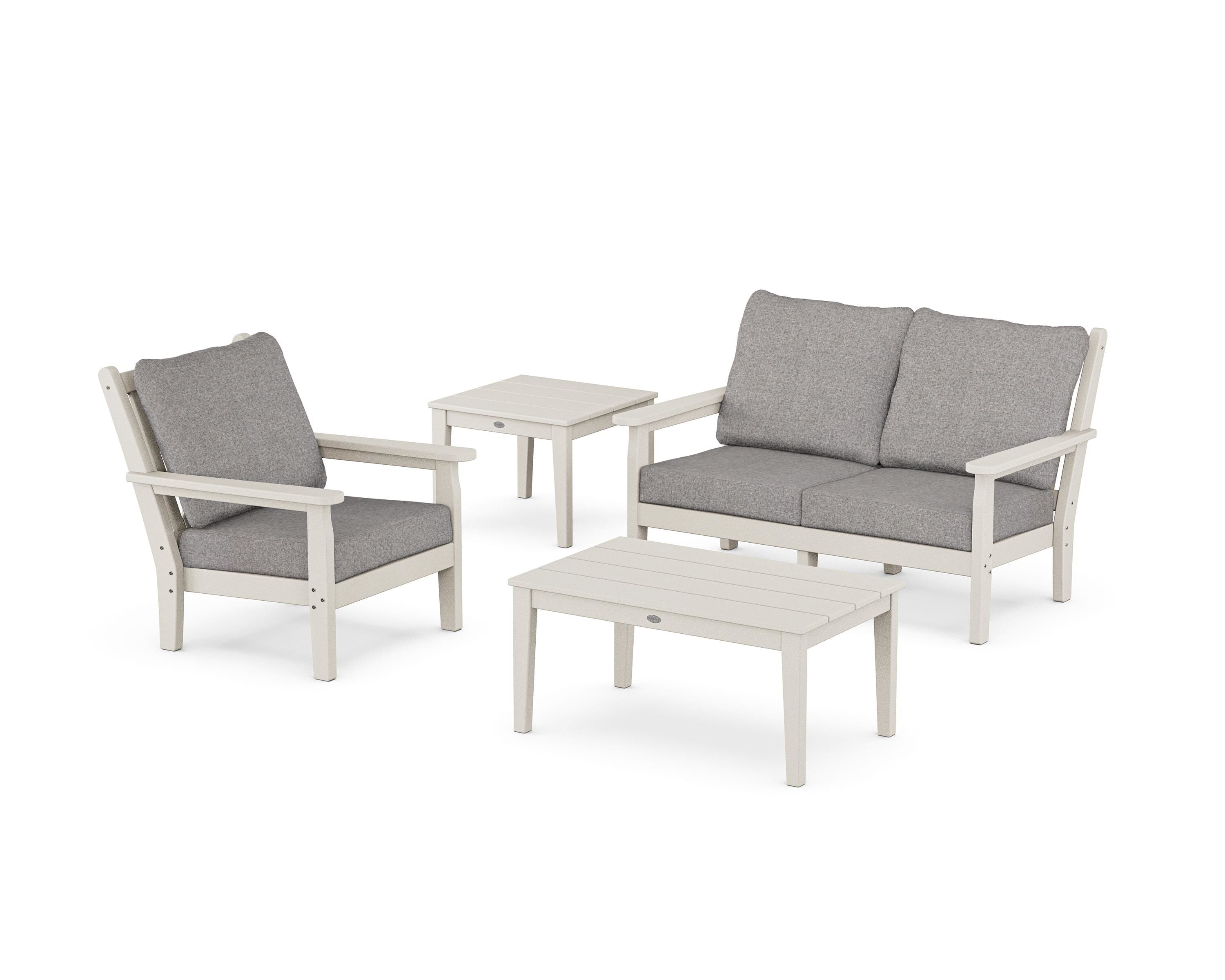 POLYWOOD® Chippendale 4-Piece Deep Seating Set in Sand / Grey Mist