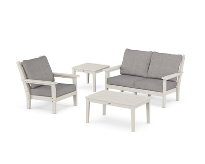 POLYWOOD® Chippendale 4-Piece Deep Seating Set in Sand / Grey Mist
