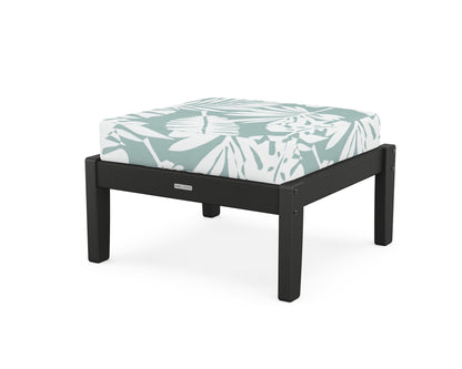 Martha Stewart by POLYWOOD® Chinoiserie Deep Seating Ottoman in Black / Leaf Glacier Spa