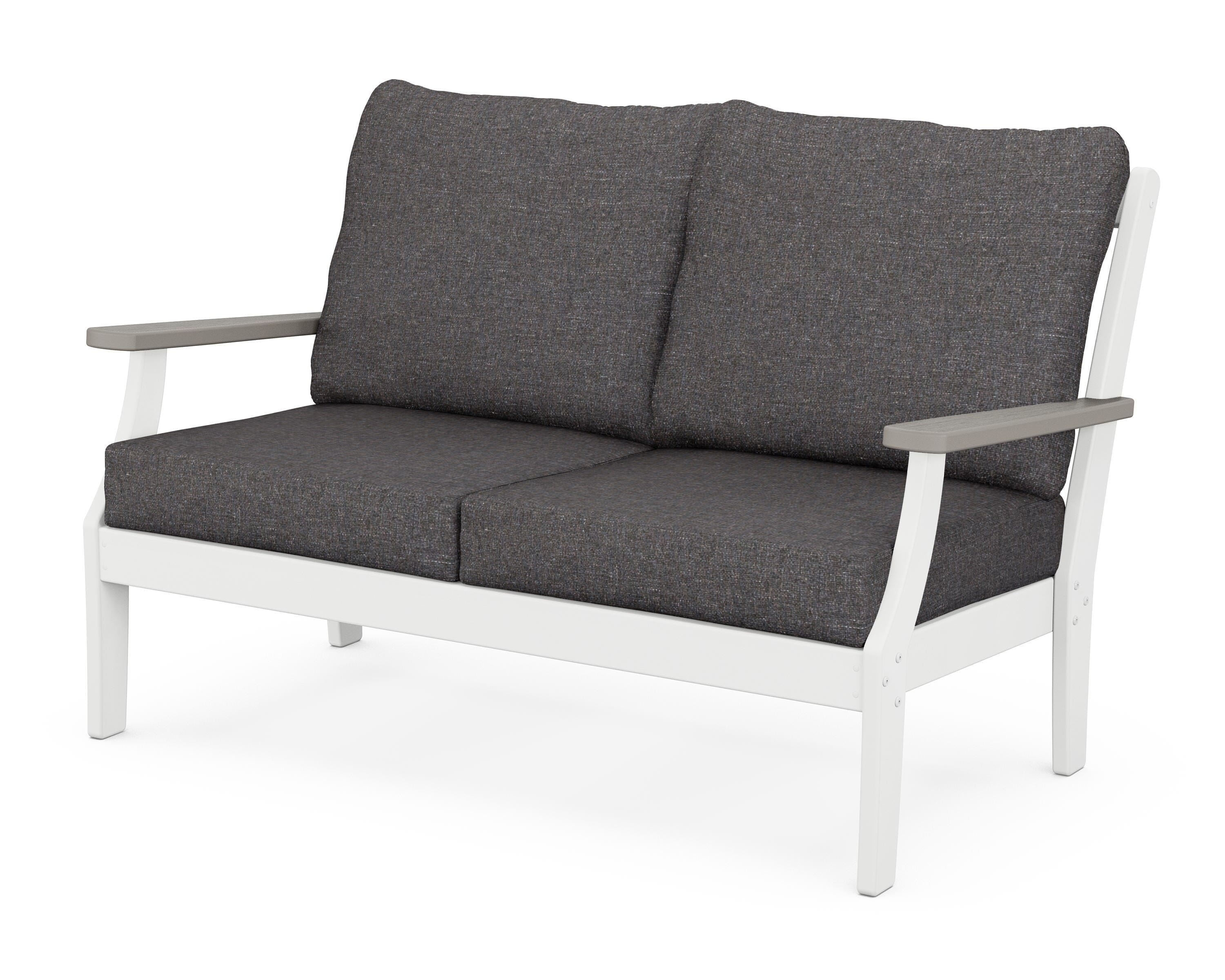 POLYWOOD® Braxton Deep Seating Loveseat in White / Driftwood / Ash Charcoal