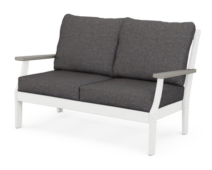 POLYWOOD® Braxton Deep Seating Loveseat in White / Driftwood / Ash Charcoal
