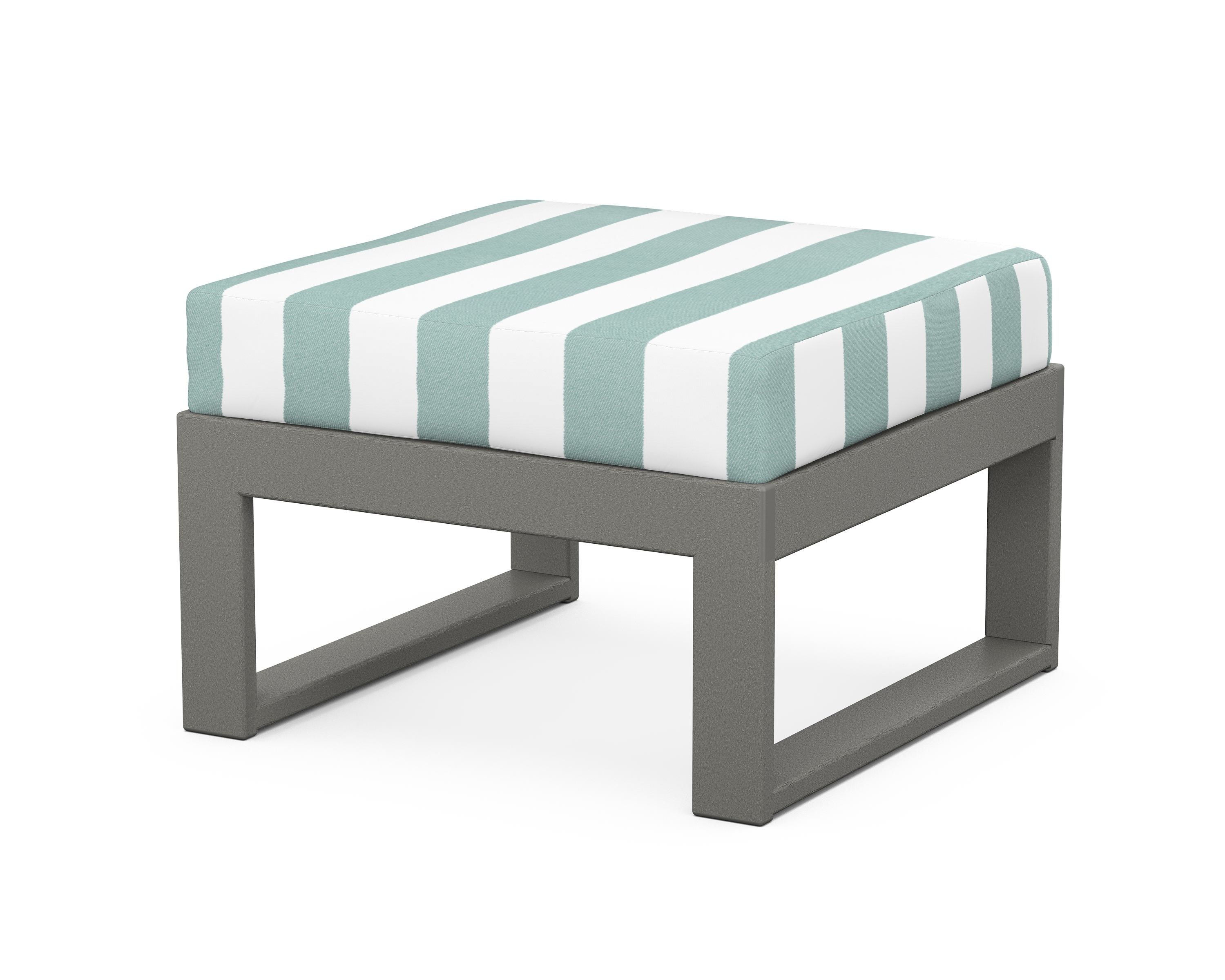 Unbranded Modular Ottoman - Modern in Slate Grey / Cabana Stripe Glacier Spa