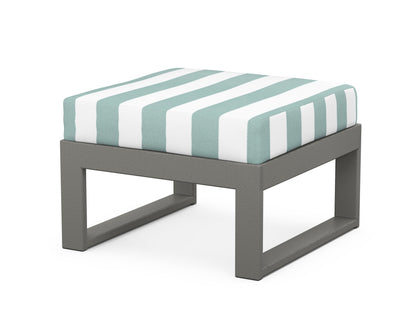 Unbranded Modular Ottoman - Modern in Slate Grey / Cabana Stripe Glacier Spa