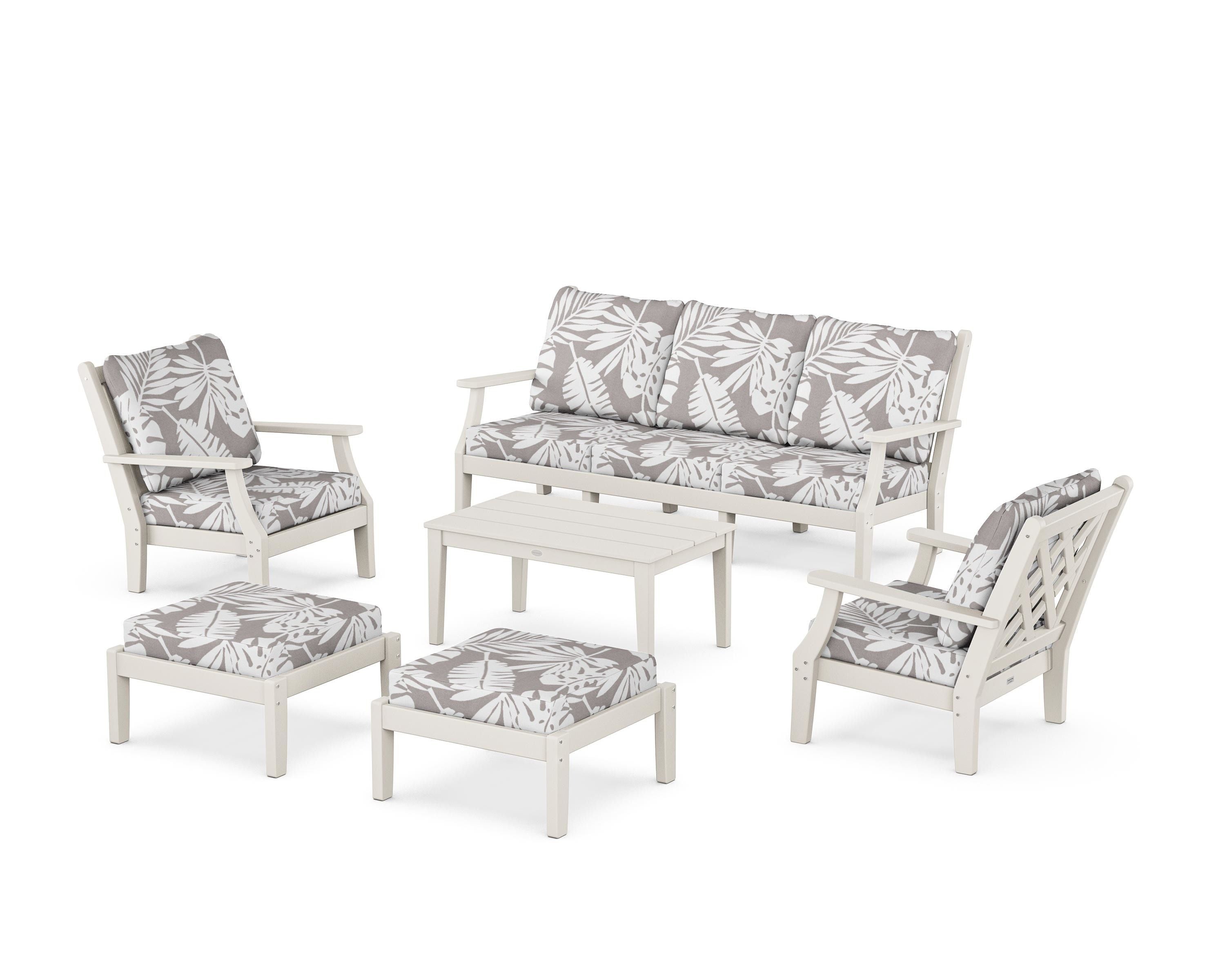 Country Living Wovendale 6-Piece Lounge Sofa Set in Sand / Leaf Grey Mist
