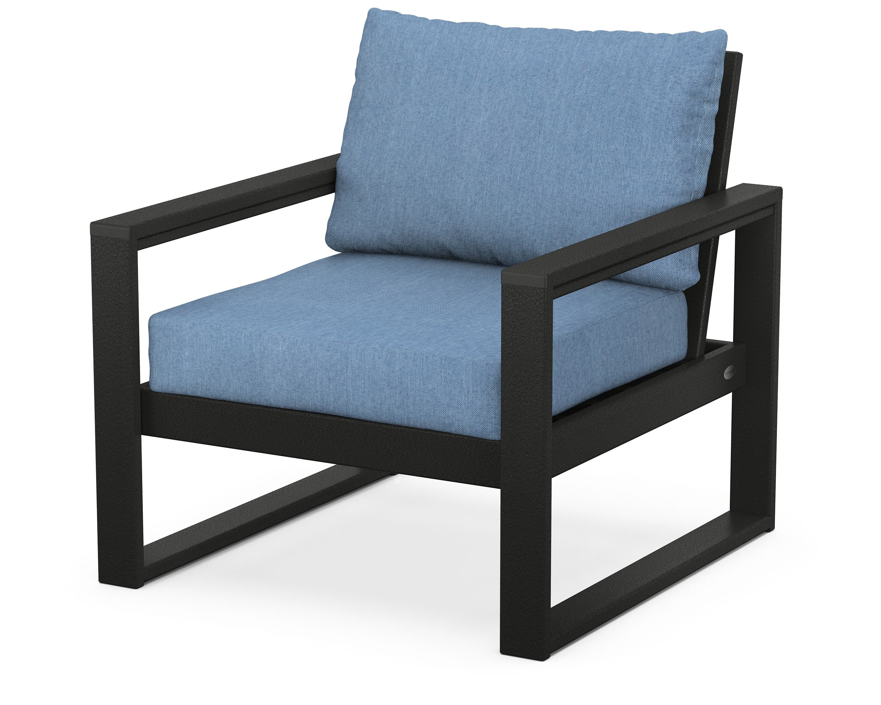 POLYWOOD® EDGE Club Chair in Black / Sky Blue