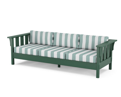 Martha Stewart by POLYWOOD® Acadia Deep Seating Sofa in Green / Cabana Stripe Glacier Spa