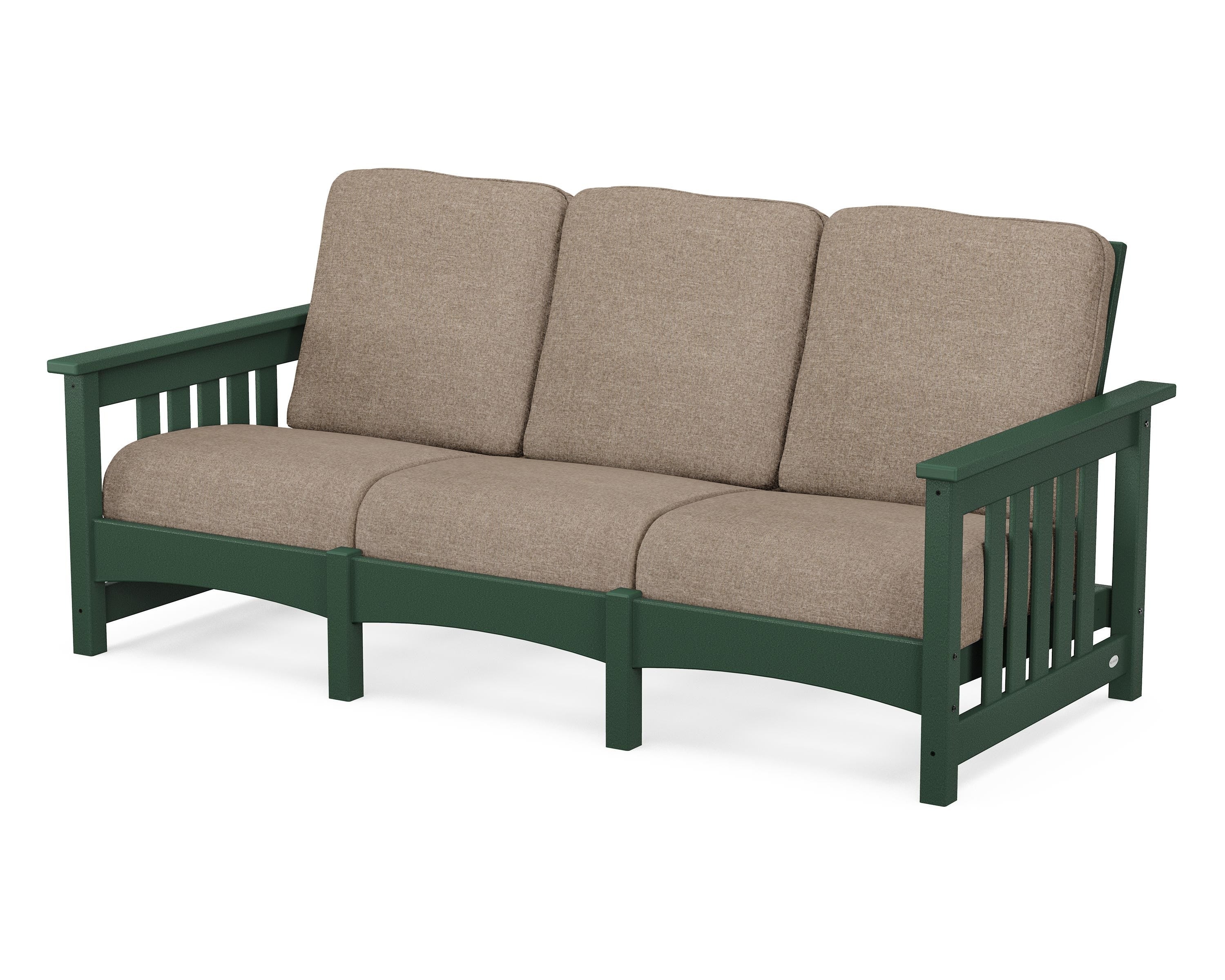 POLYWOOD® Club Mission Sofa in Green / Spiced Burlap