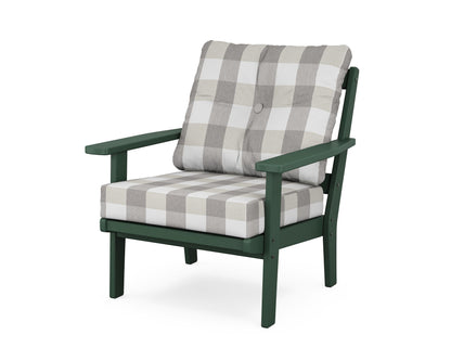 POLYWOOD® Oxford Deep Seating Chair in Green / Buffalo Plaid Grey Mist