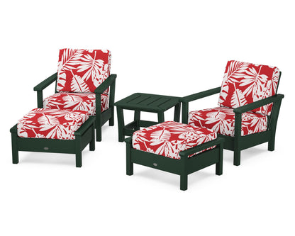 POLYWOOD® Harbour 5-Piece Deep Seating Chair Set in Green / Leaf Crimson