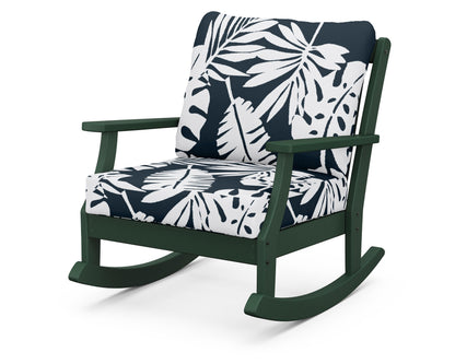 POLYWOOD® Braxton Deep Seating Rocking Chair in Green / Leaf Marine Indigo