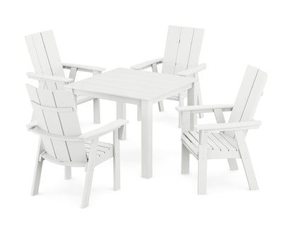 POLYWOOD® Modern Curveback Adirondack 5-Piece Parsons Dining Set in White