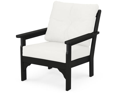 POLYWOOD® Vineyard Deep Seating Chair in Black / Natural Linen