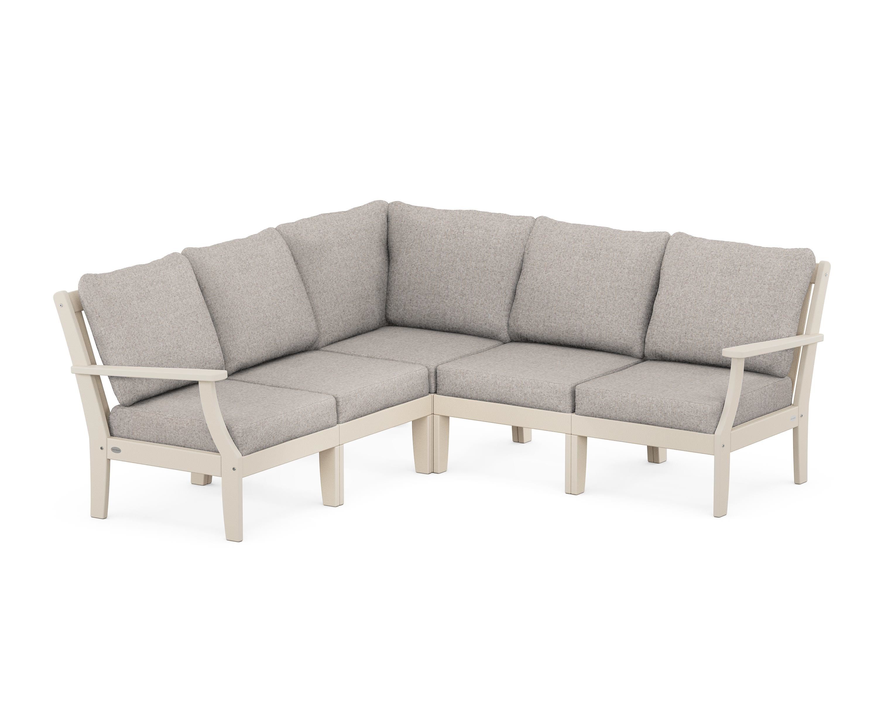 POLYWOOD® Braxton Modular 5-Piece Deep Seating Set in Sand / Weathered Tweed