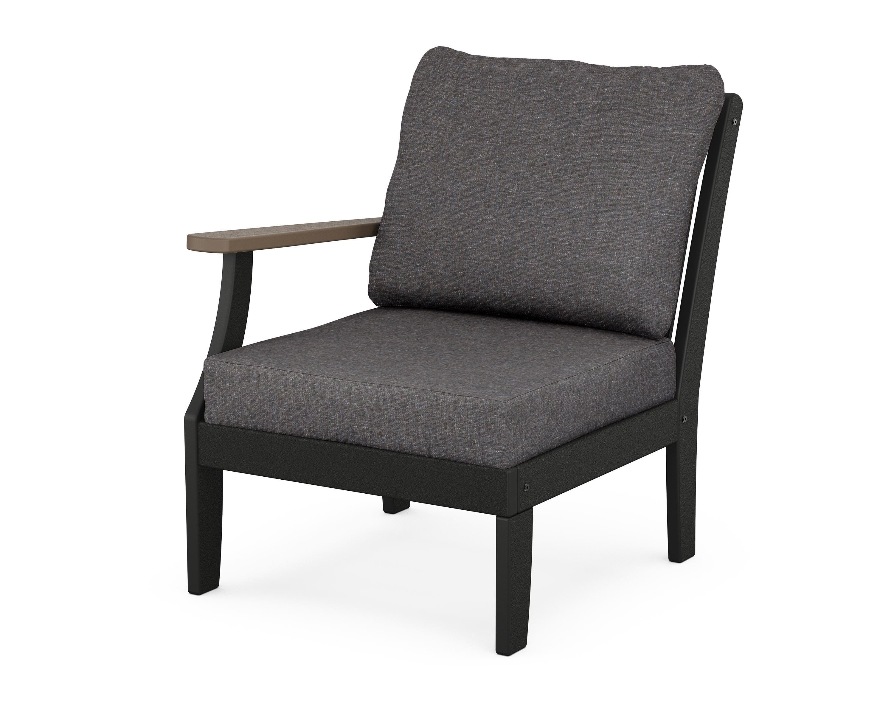 POLYWOOD® Braxton Modular Left Arm Chair in Black / Kona / Ash Charcoal