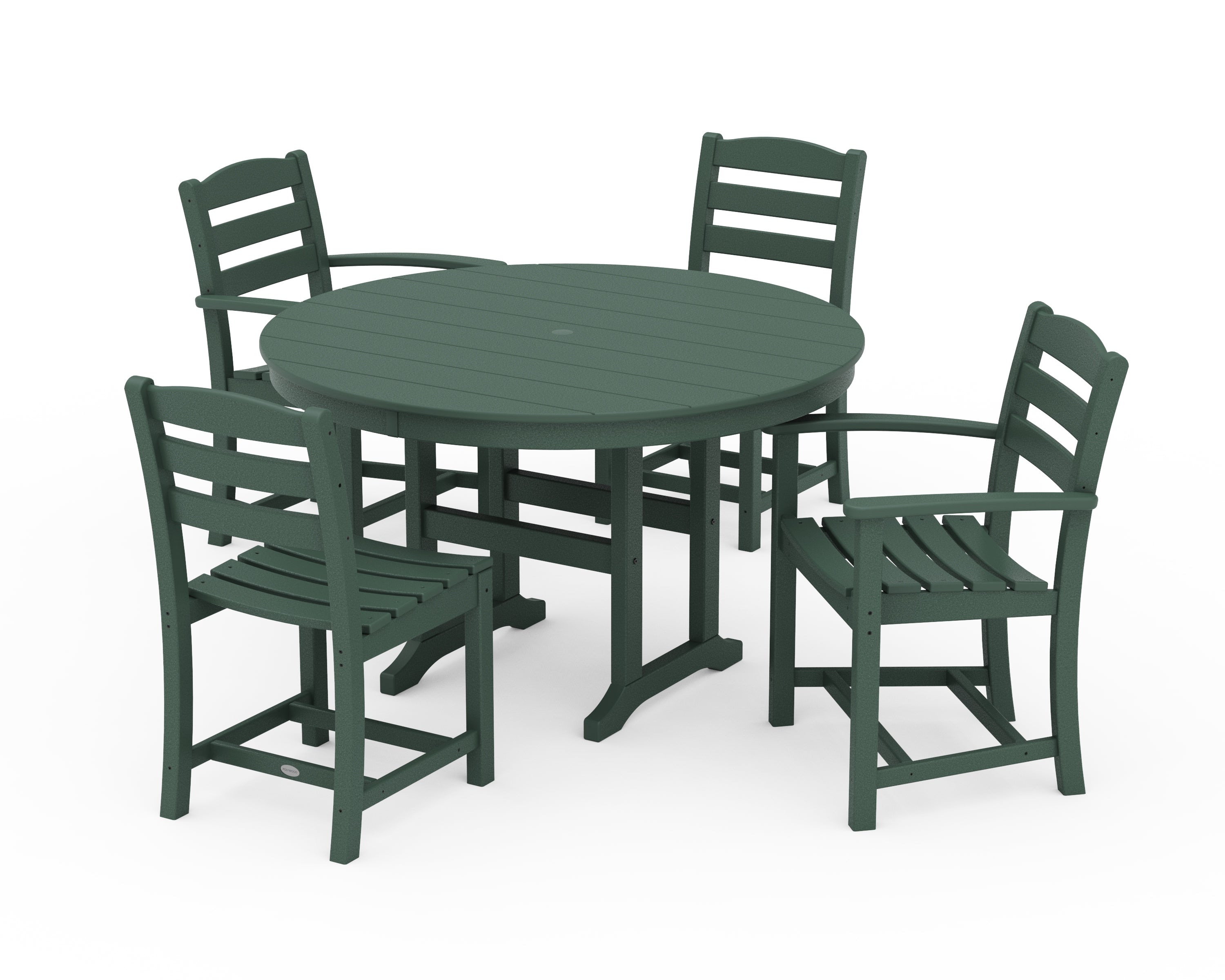 POLYWOOD® La Casa Café 5-Piece Round Farmhouse Dining Set in Green