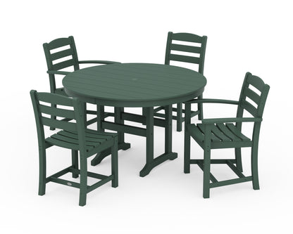 POLYWOOD® La Casa Café 5-Piece Round Farmhouse Dining Set in Green