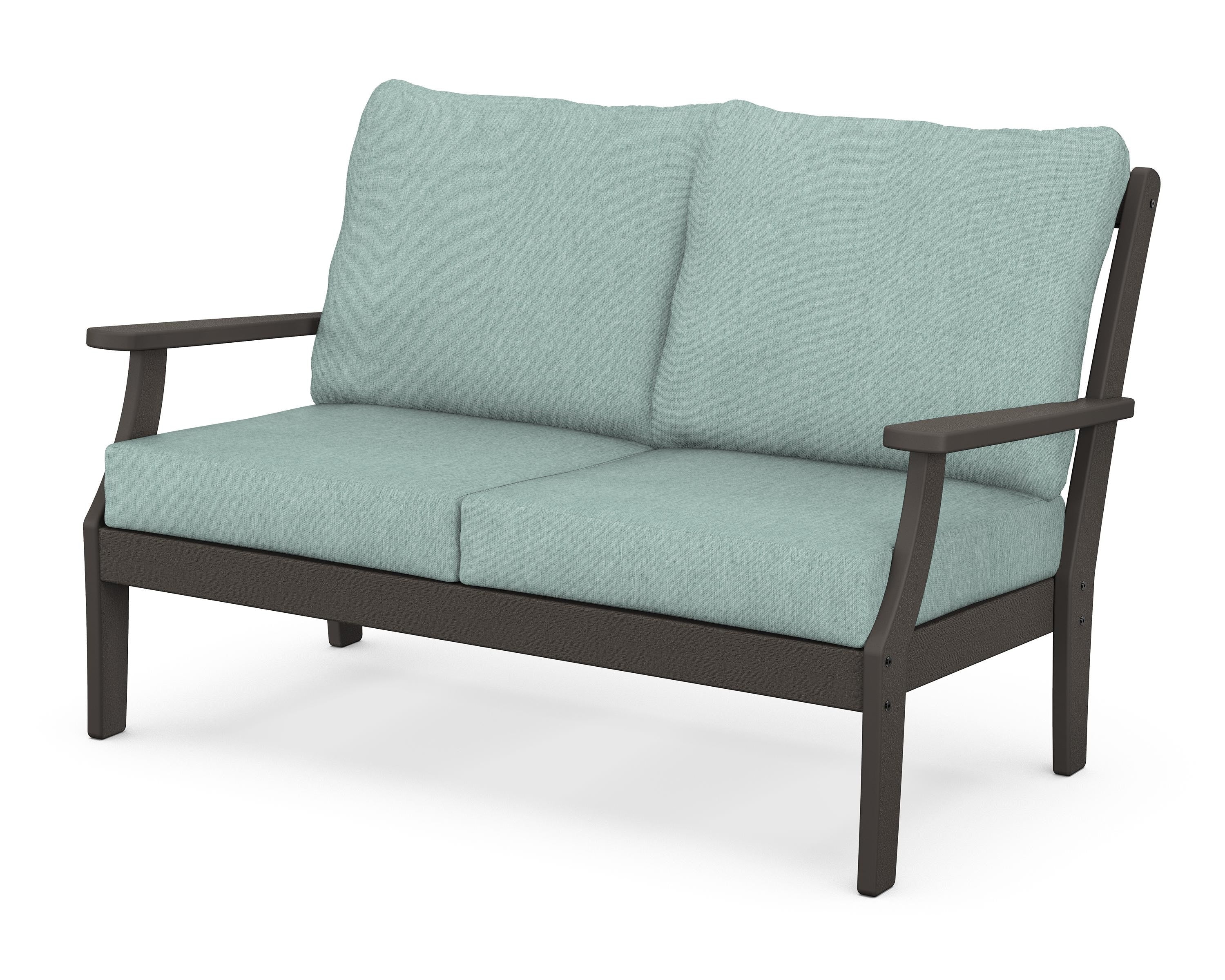 POLYWOOD® Braxton Deep Seating Loveseat in Vintage Coffee / Glacier Spa