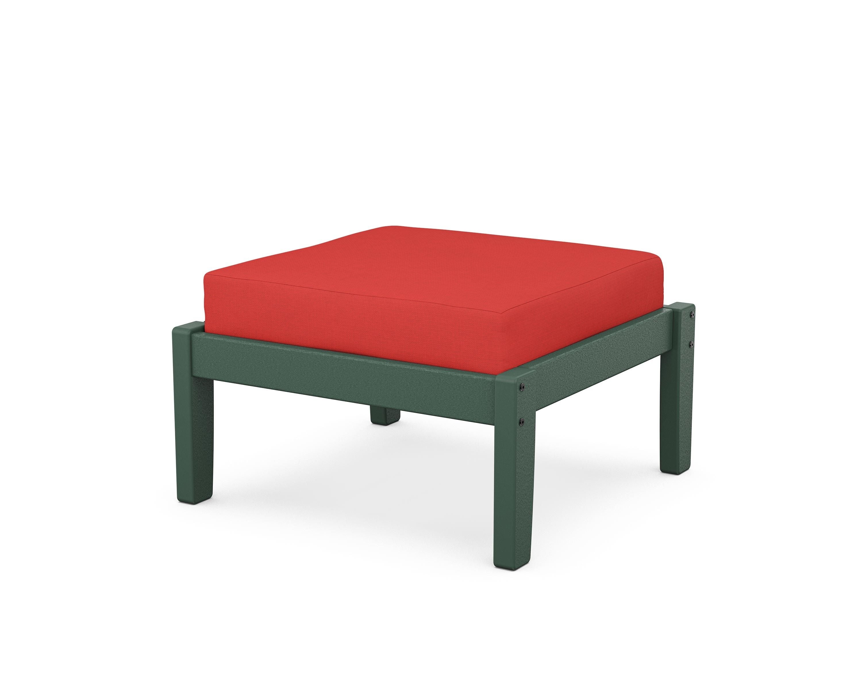 Unbranded Deep Seating Ottoman in Green / Crimson Linen