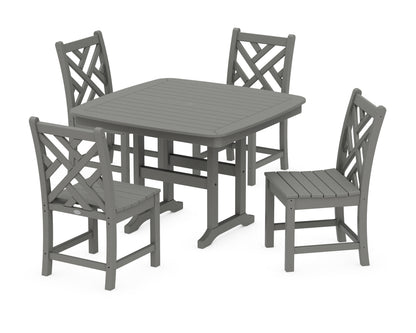 POLYWOOD® Chippendale Side Chair 5-Piece Dining Set with Trestle Legs in Slate Grey