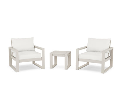 POLYWOOD® EDGE Sectional 3-Piece Deep Seating Set in Sand / Natural Linen