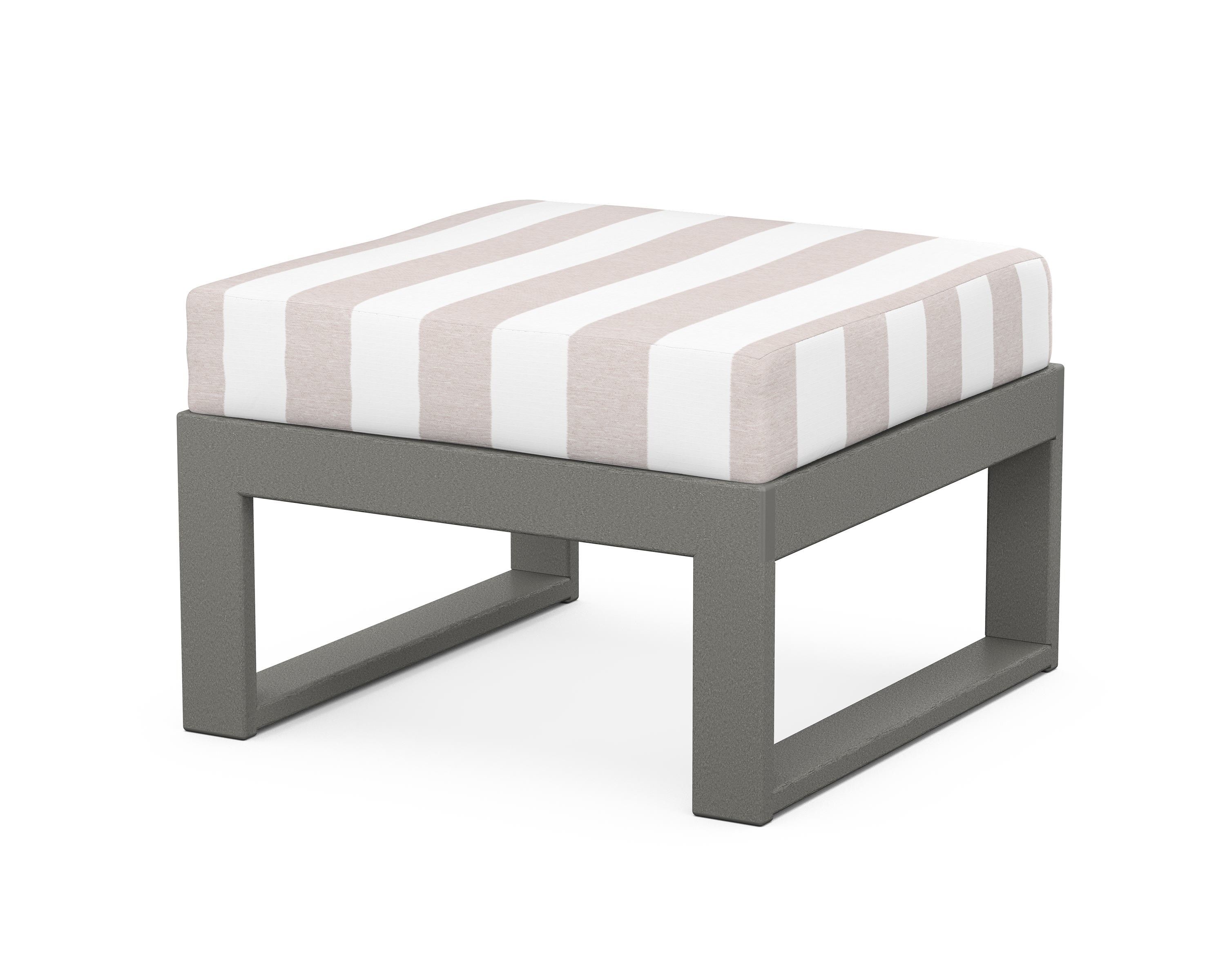 Unbranded Modular Ottoman - Modern in Slate Grey / Cabana Stripe Dune Burlap