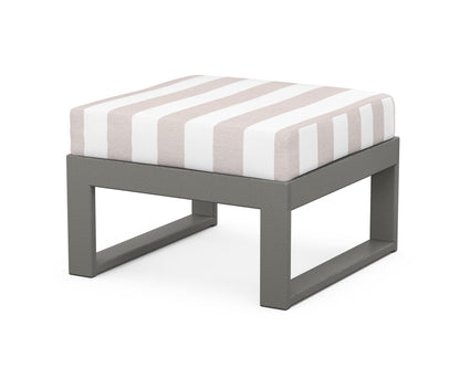 Unbranded Modular Ottoman - Modern in Slate Grey / Cabana Stripe Dune Burlap
