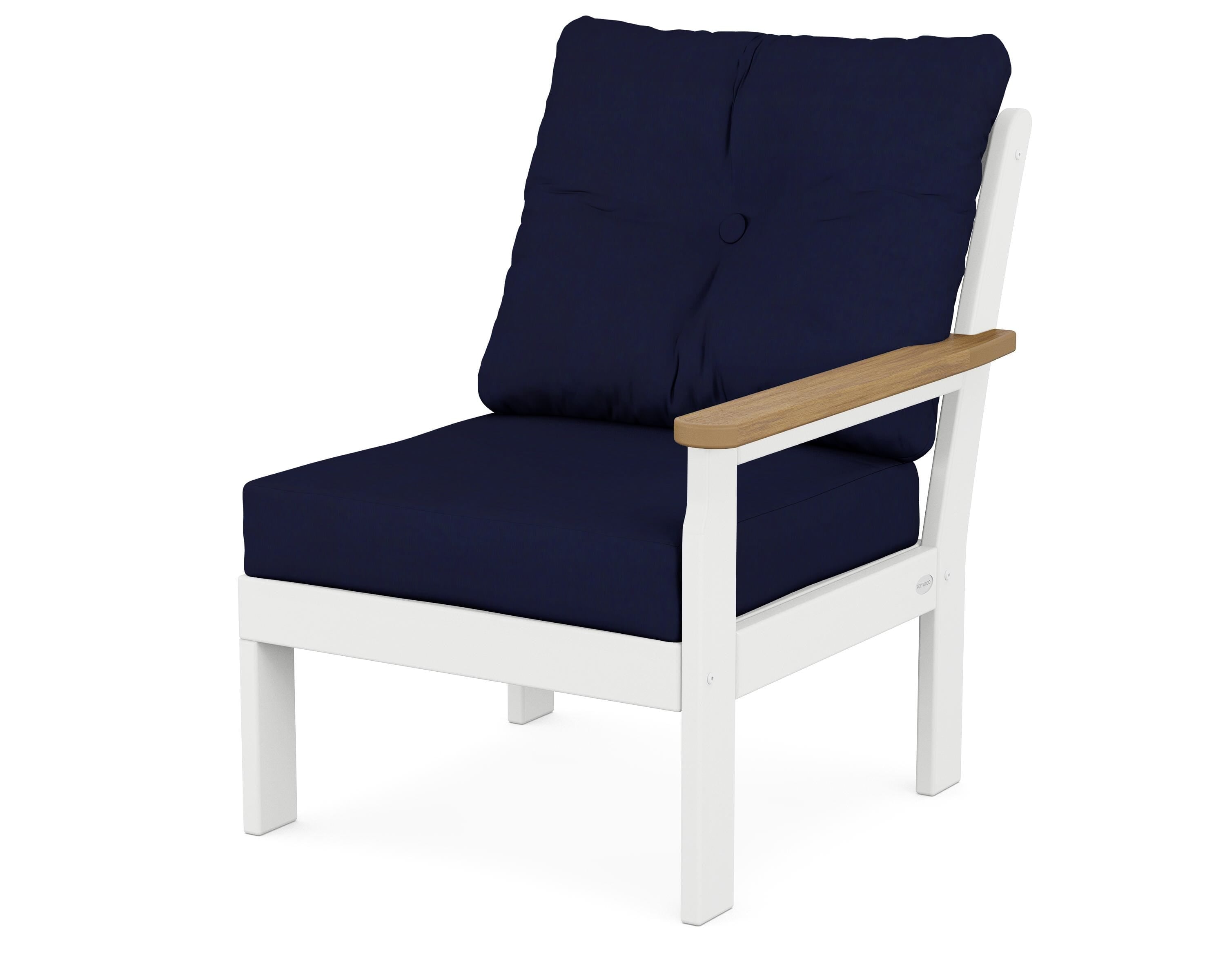 POLYWOOD® Vineyard Modular Right Arm Chair in White / Natural / Navy