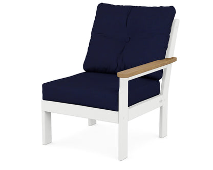 POLYWOOD® Vineyard Modular Right Arm Chair in White / Natural / Navy