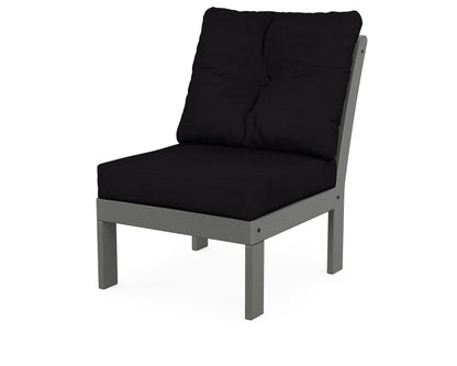 POLYWOOD® Vineyard Modular Armless Chair in Slate Grey / Midnight Linen
