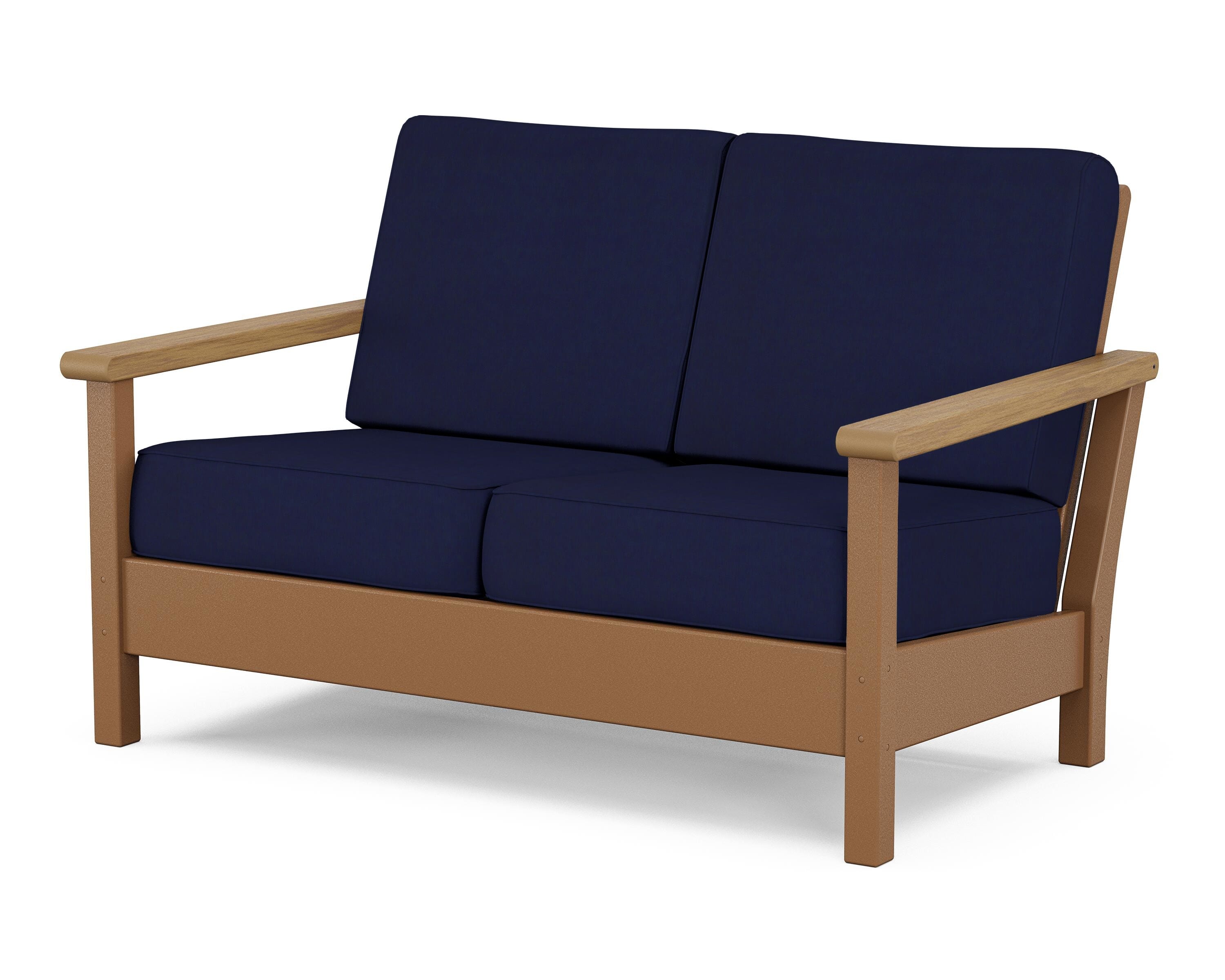 POLYWOOD® Harbour Deep Seating Loveseat in Teak / Natural / Navy