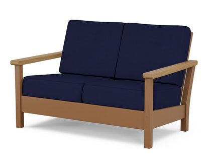 POLYWOOD® Harbour Deep Seating Loveseat in Teak / Natural / Navy