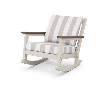 POLYWOOD® Chippendale Deep Seating Rocking Chair in Sand / Kona / Cabana Stripe Dune Burlap