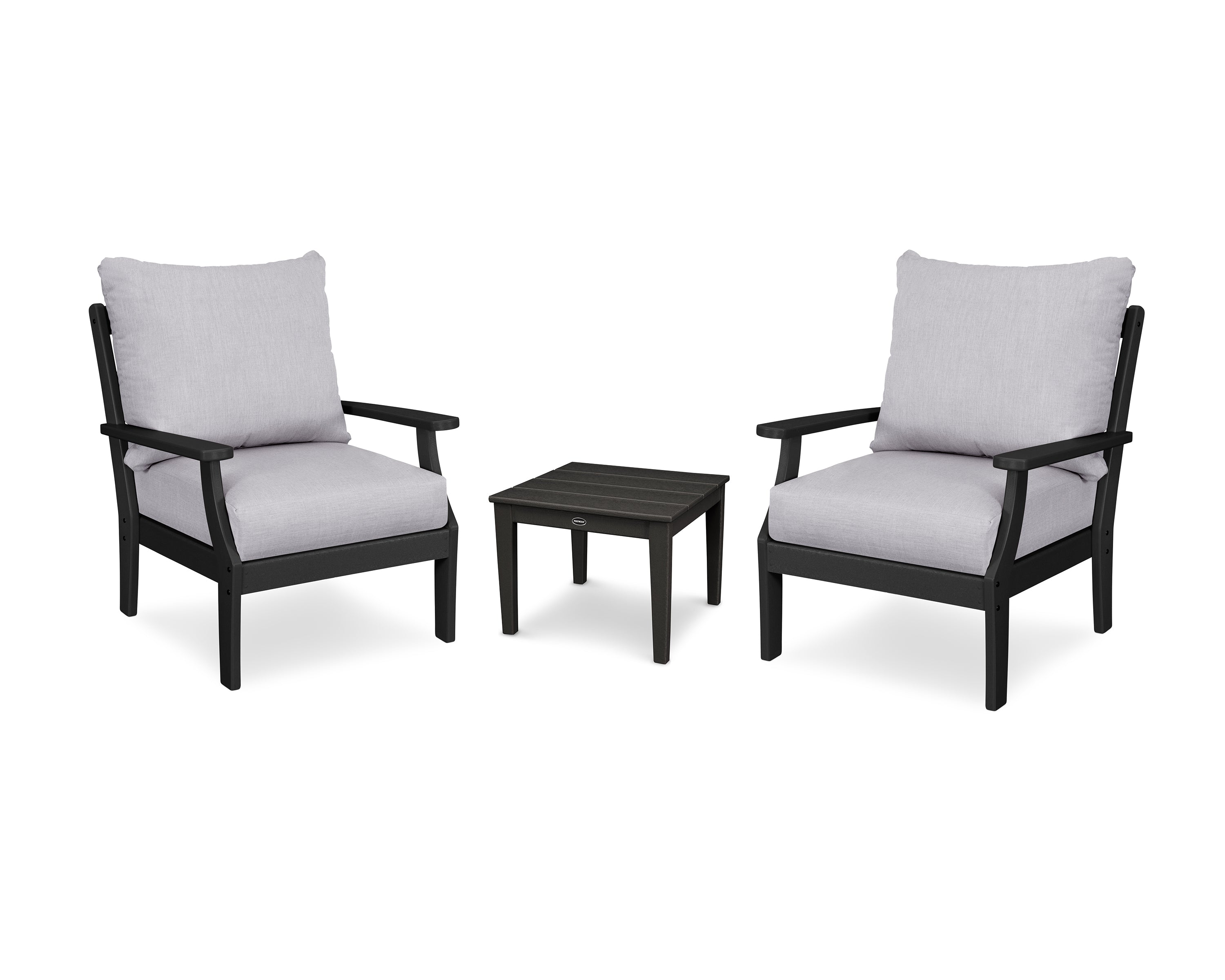 POLYWOOD® Braxton 3-Piece Deep Seating Set in Black / Granite