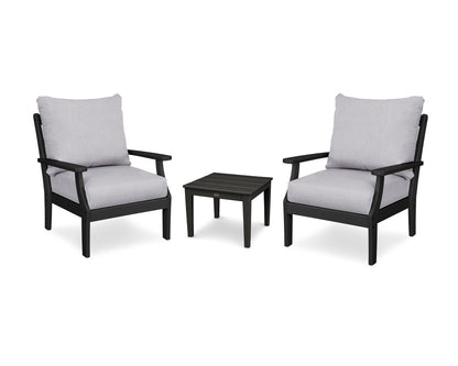 POLYWOOD® Braxton 3-Piece Deep Seating Set in Black / Granite