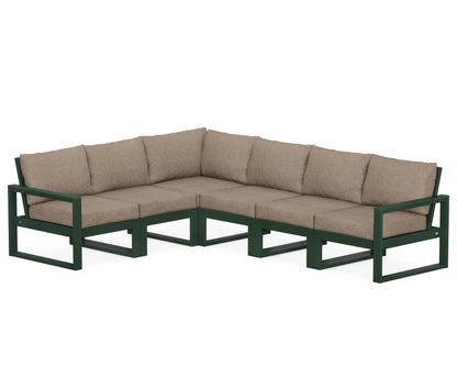 POLYWOOD® EDGE 6-Piece Modular Deep Seating Set in Green / Spiced Burlap