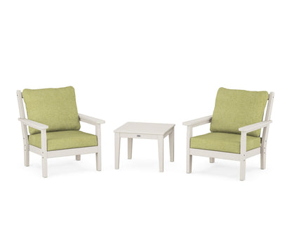 POLYWOOD® Chippendale 3-Piece Deep Seating Set in Sand / Chartreuse Boucle