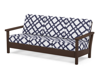 POLYWOOD® Harbour Deep Seating Sofa in Mahogany / Trellis Navy