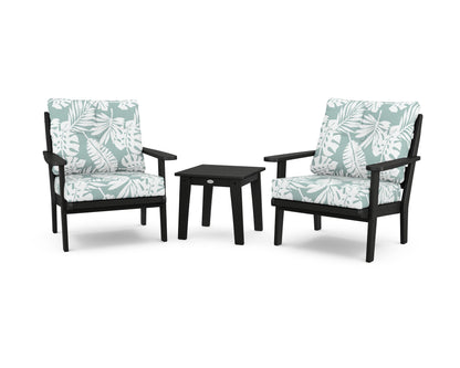 POLYWOOD® Lakeside 3-Piece Deep Seating Chair Set in Black / Leaf Glacier Spa