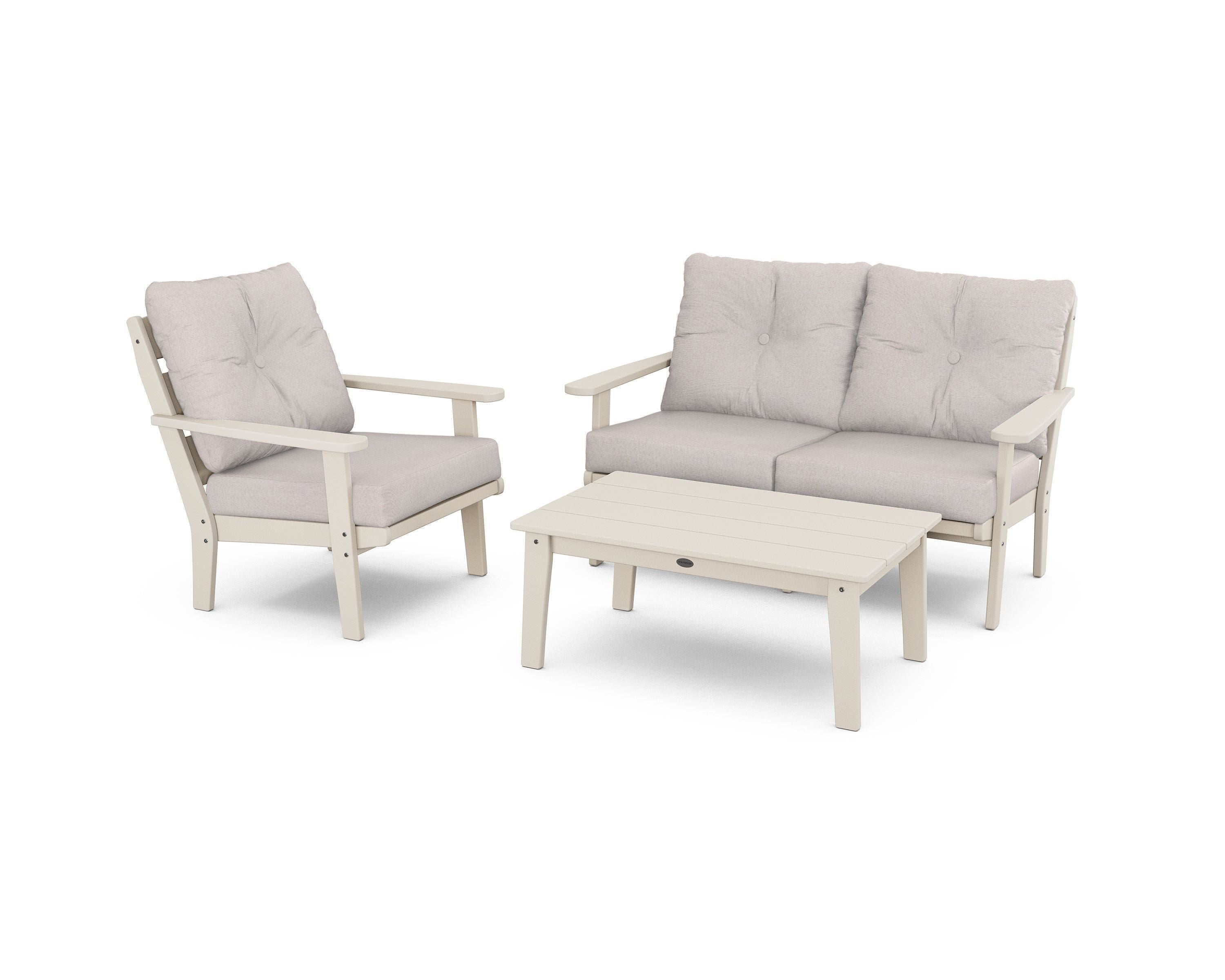 POLYWOOD® Lakeside 3-Piece Deep Seating Set in Sand / Dune Burlap