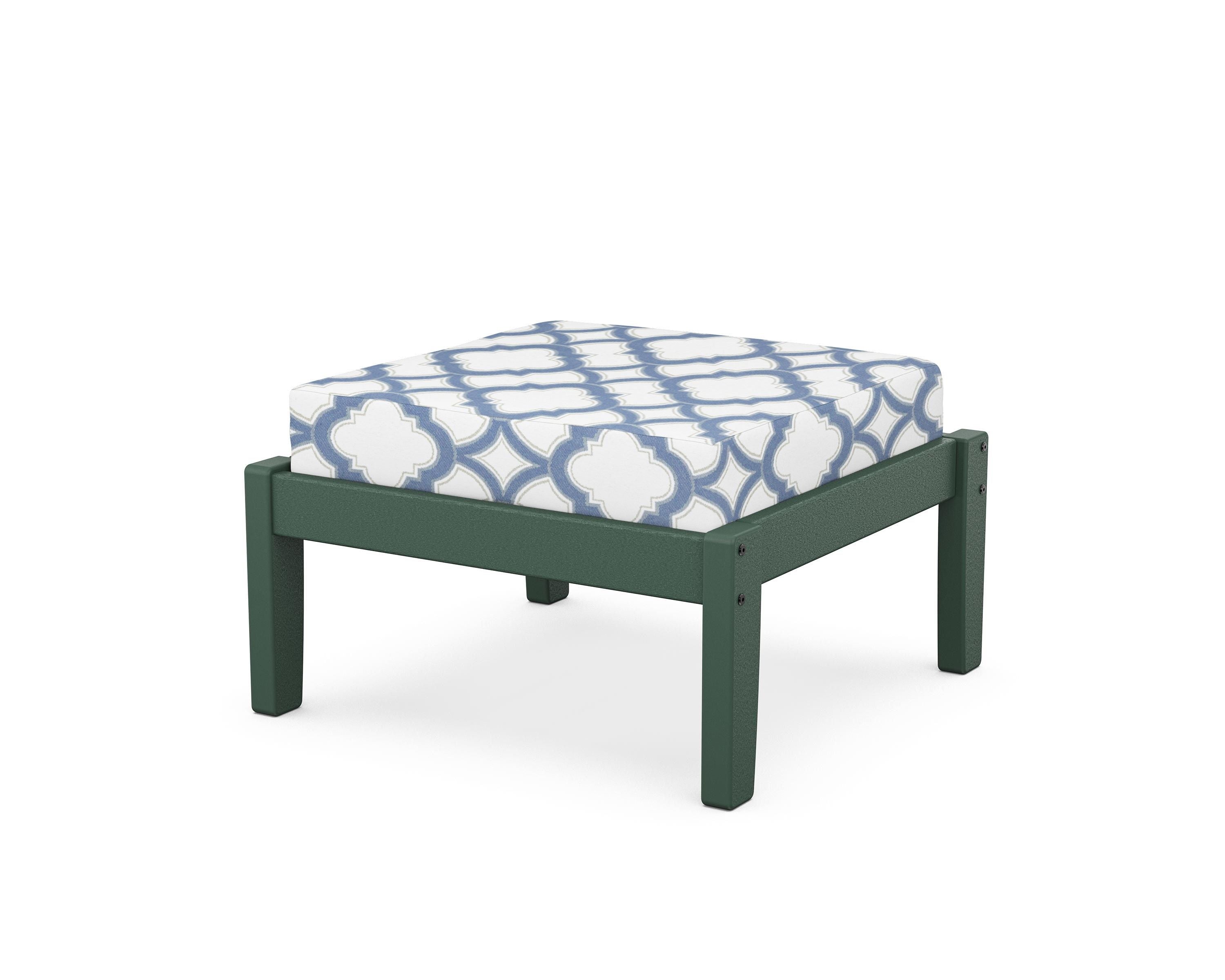 Unbranded Deep Seating Ottoman in Green / Trellis Sky Blue