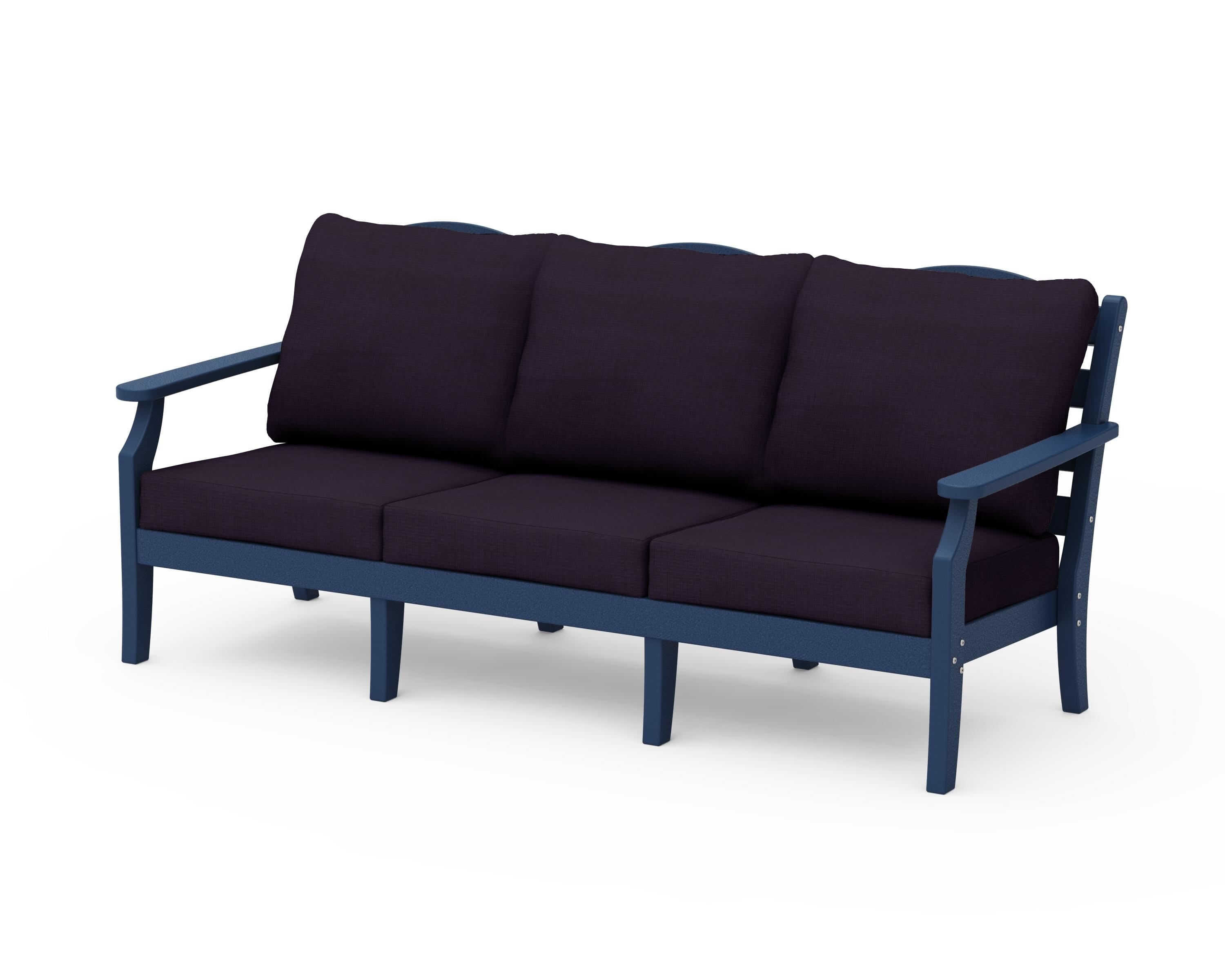 Draper James™ by  POLYWOOD® Savannah Deep Seating Sofa in Navy / Navy Linen