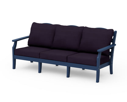 Draper James™ by  POLYWOOD® Savannah Deep Seating Sofa in Navy / Navy Linen