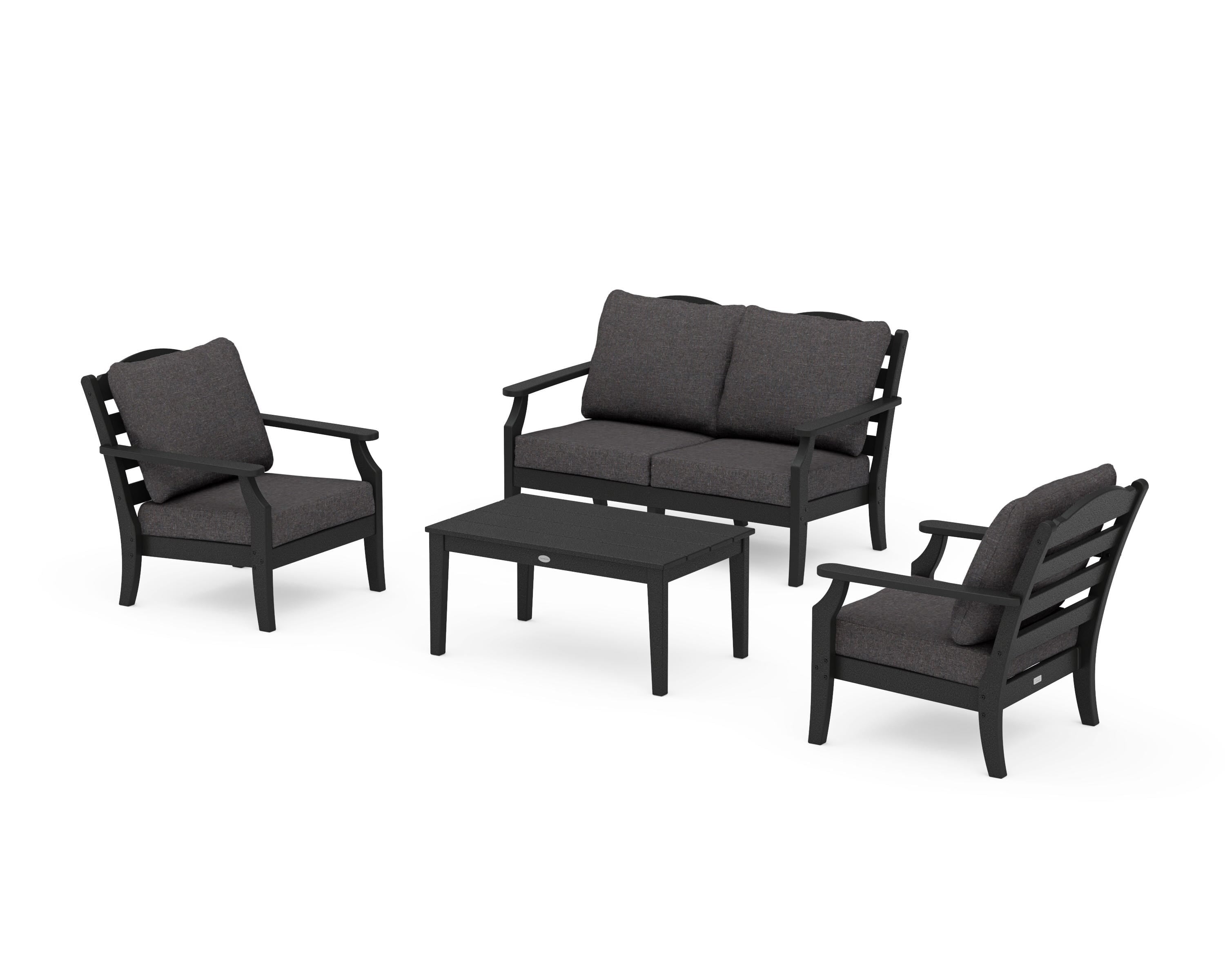 Draper James™ by  POLYWOOD® Savannah 4-Piece Deep Seating Set with Loveseat in Black / Ash Charcoal