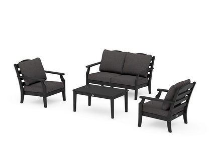Draper James™ by  POLYWOOD® Savannah 4-Piece Deep Seating Set with Loveseat in Black / Ash Charcoal