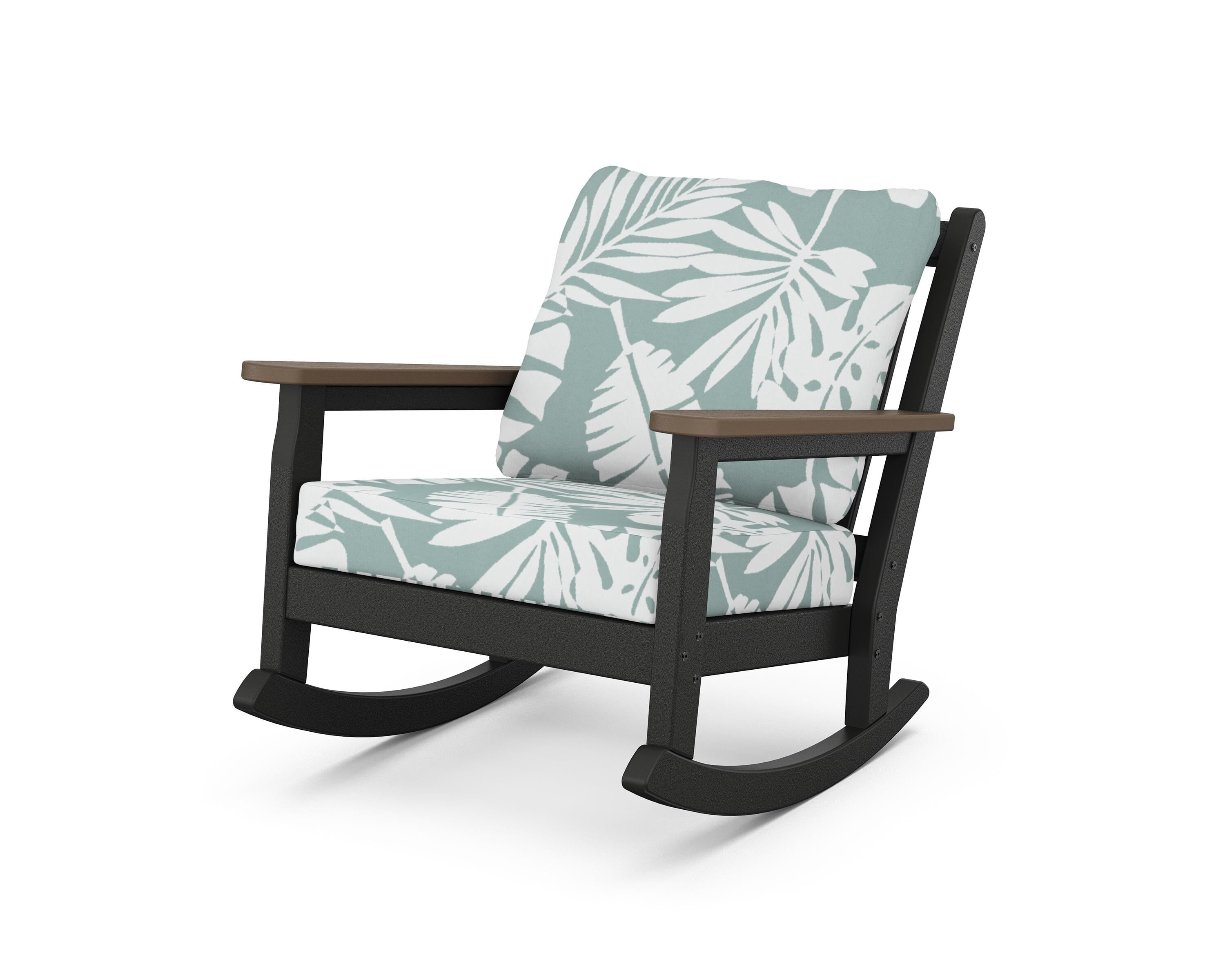 POLYWOOD® Chippendale Deep Seating Rocking Chair in Black / Kona / Leaf Glacier Spa