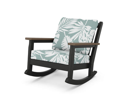 POLYWOOD® Chippendale Deep Seating Rocking Chair in Black / Kona / Leaf Glacier Spa
