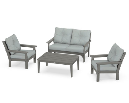 POLYWOOD® Vineyard 4-Piece Deep Seating Set in Slate Grey / Spa
