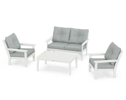POLYWOOD® Vineyard 4-Piece Deep Seating Set in Vintage White / Spa