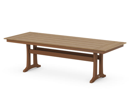 POLYWOOD® Farmhouse Trestle 38" x 96" Dining Table in Teak / Natural