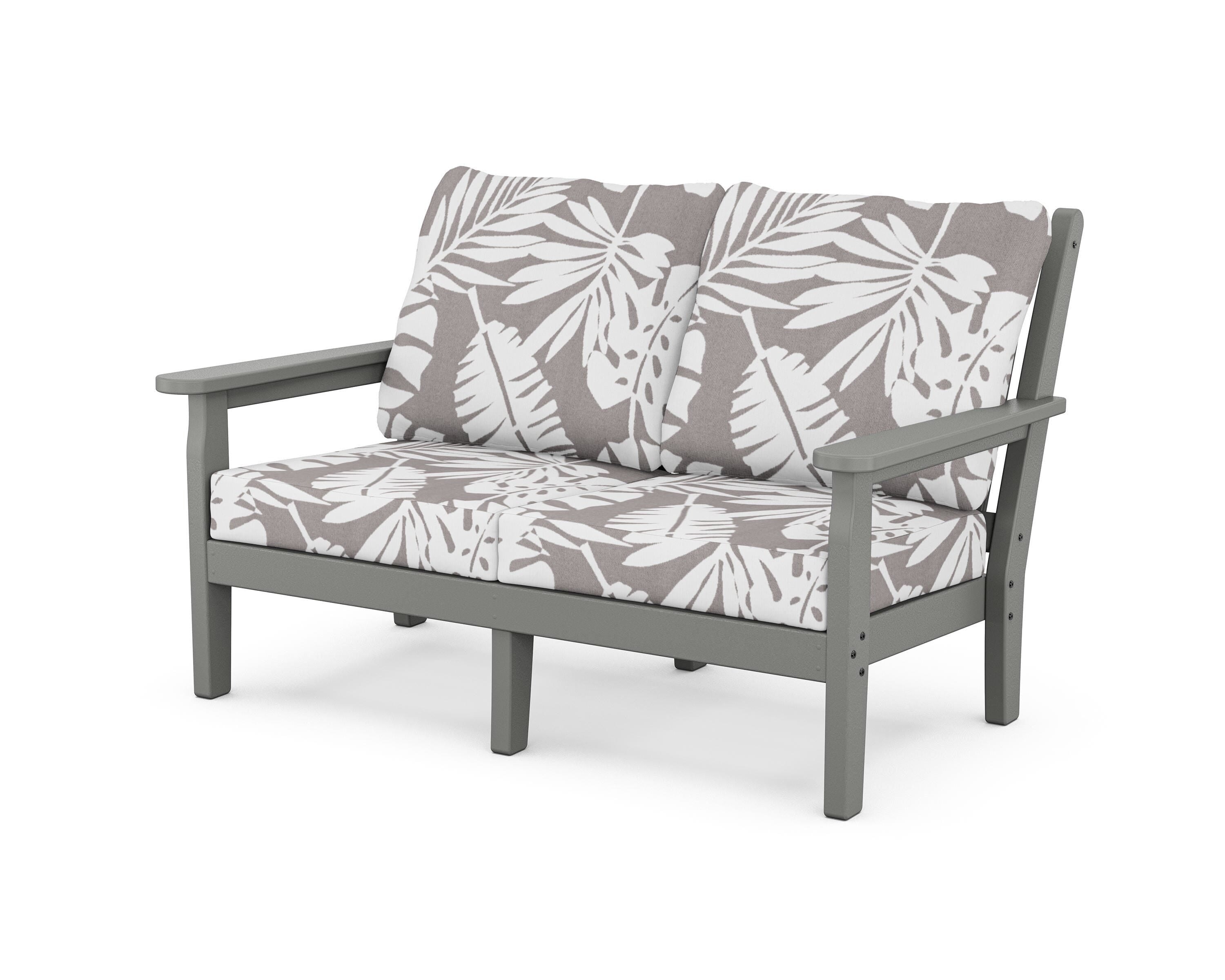 POLYWOOD® Chippendale Deep Seating Loveseat in Slate Grey / Leaf Grey Mist